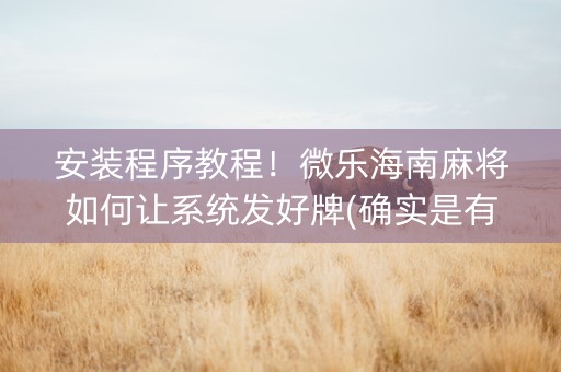 安装程序教程！微乐海南麻将如何让系统发好牌(确实是有挂)