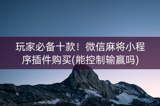 玩家必备十款！微信麻将小程序插件购买(能控制输赢吗)