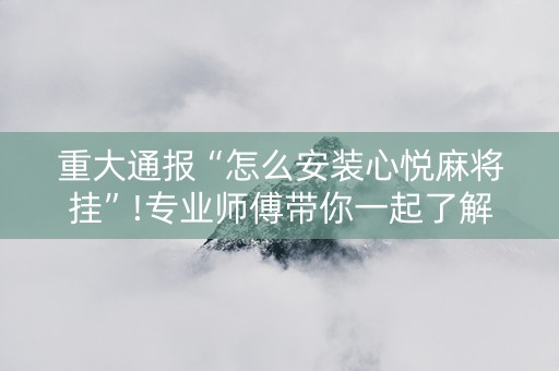 重大通报“怎么安装心悦麻将挂”!专业师傅带你一起了解（详细教程）-抖音