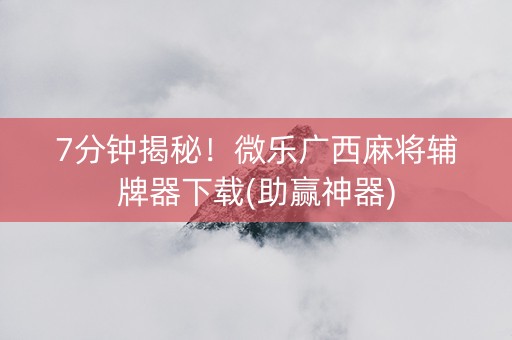 7分钟揭秘！微乐广西麻将辅牌器下载(助赢神器)