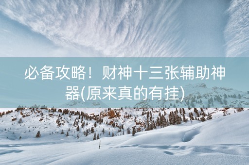 必备攻略！财神十三张辅助神器(原来真的有挂)