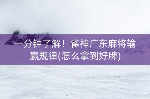 一分钟了解！雀神广东麻将输赢规律(怎么拿到好牌)