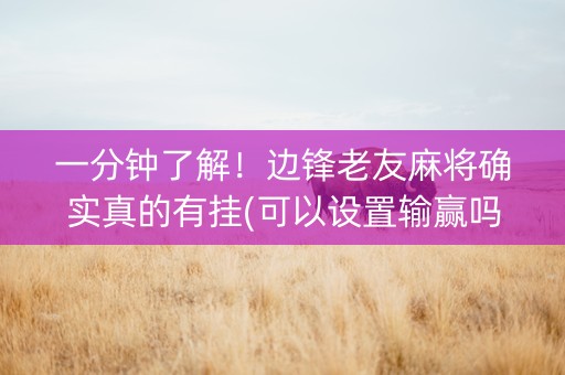 一分钟了解！边锋老友麻将确实真的有挂(可以设置输赢吗)