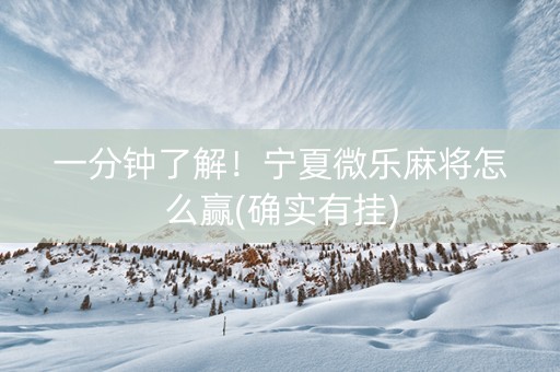 一分钟了解！宁夏微乐麻将怎么赢(确实有挂)