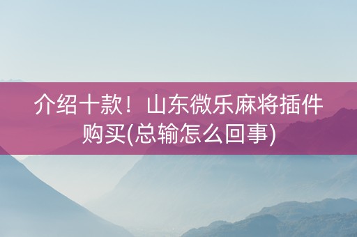 介绍十款！山东微乐麻将插件购买(总输怎么回事)