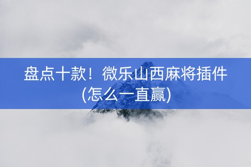 盘点十款！微乐山西麻将插件(怎么一直赢)