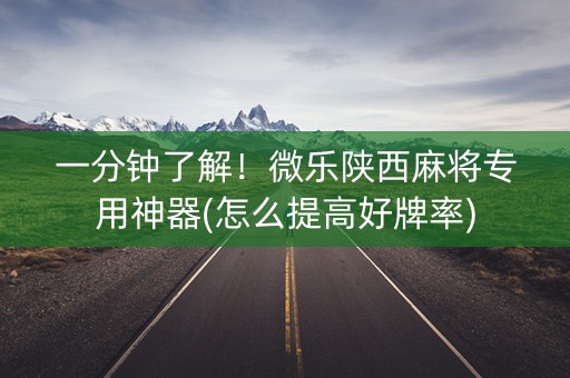 一分钟了解！微乐陕西麻将专用神器(怎么提高好牌率)