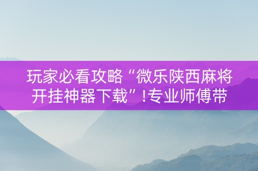 玩家必看攻略“微乐陕西麻将开挂神器下载”!专业师傅带你一起了解（详细教程）-抖音