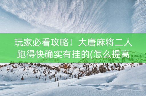玩家必看攻略！大唐麻将二人跑得快确实有挂的(怎么提高好牌几率)
