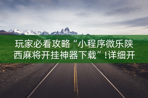 玩家必看攻略“小程序微乐陕西麻将开挂神器下载”!详细开挂教程-抖音
