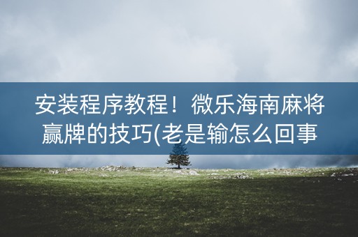 安装程序教程！微乐海南麻将赢牌的技巧(老是输怎么回事)