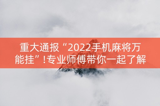 重大通报“2022手机麻将万能挂”!专业师傅带你一起了解（详细教程）-抖音