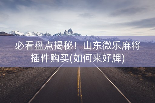 必看盘点揭秘！山东微乐麻将插件购买(如何来好牌)