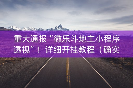 重大通报“微乐斗地主小程序透视”！详细开挂教程（确实真的有挂)-抖音