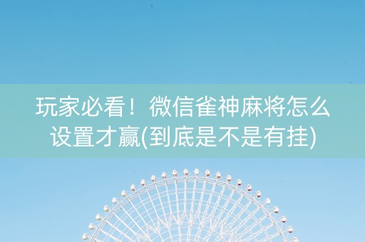玩家必看！微信雀神麻将怎么设置才赢(到底是不是有挂)