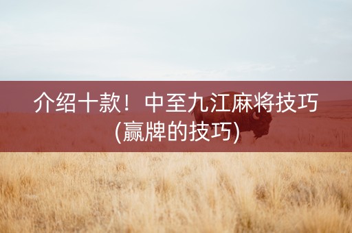 介绍十款！中至九江麻将技巧(赢牌的技巧)