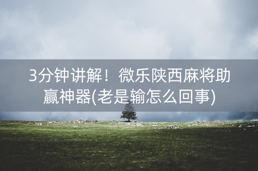 3分钟讲解！微乐陕西麻将助赢神器(老是输怎么回事)