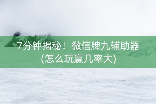 7分钟揭秘！微信牌九辅助器(怎么玩赢几率大)