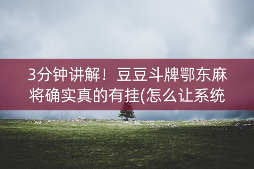 3分钟讲解！豆豆斗牌鄂东麻将确实真的有挂(怎么让系统给你发好牌)