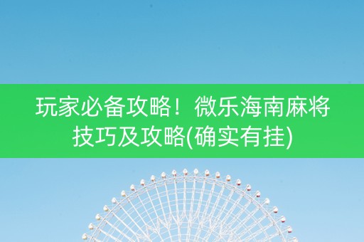 玩家必备攻略！微乐海南麻将技巧及攻略(确实有挂)