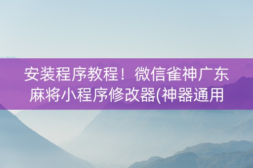安装程序教程！微信雀神广东麻将小程序修改器(神器通用版)