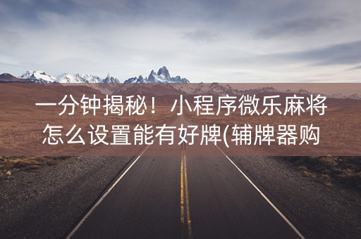 一分钟揭秘！小程序微乐麻将怎么设置能有好牌(辅牌器购买)