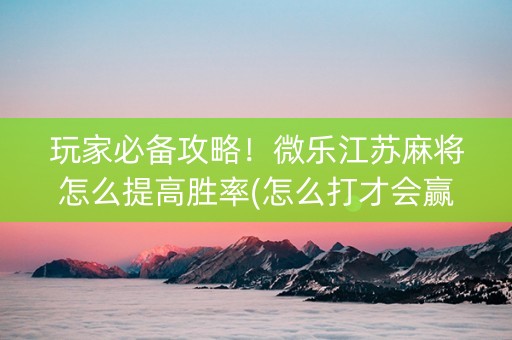 玩家必备攻略！微乐江苏麻将怎么提高胜率(怎么打才会赢)