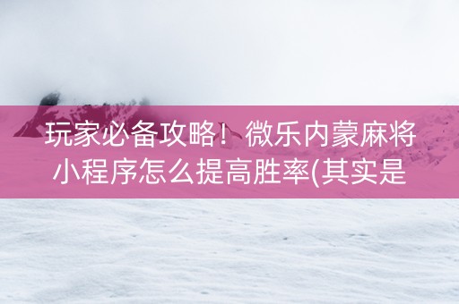 玩家必备攻略！微乐内蒙麻将小程序怎么提高胜率(其实是有挂的)