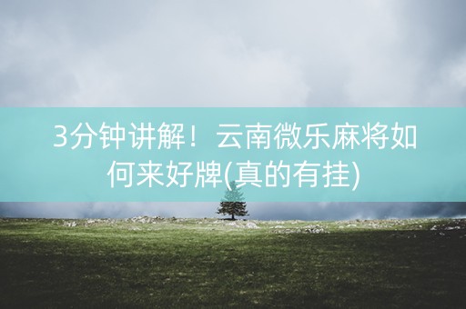 3分钟讲解！云南微乐麻将如何来好牌(真的有挂)