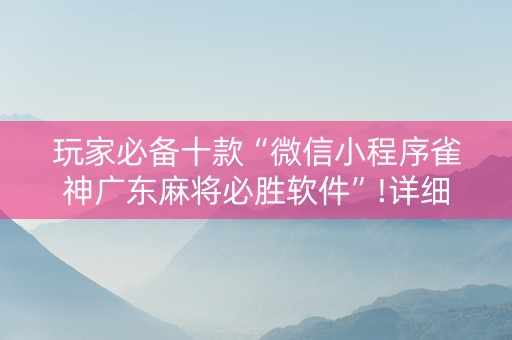 玩家必备十款“微信小程序雀神广东麻将必胜软件”!详细开挂教程-抖音
