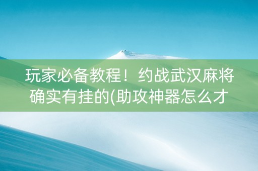 玩家必备教程！约战武汉麻将确实有挂的(助攻神器怎么才会赢)