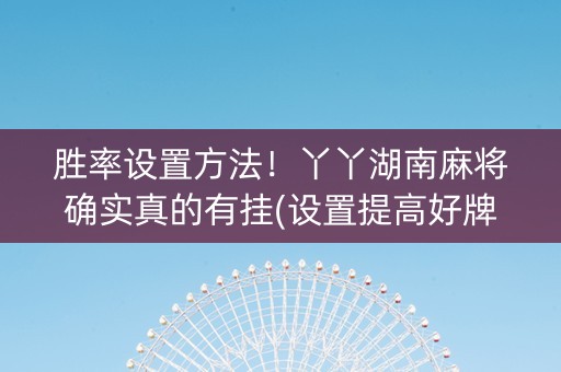 胜率设置方法！丫丫湖南麻将确实真的有挂(设置提高好牌几率)
