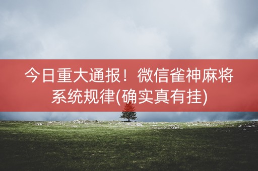 今日重大通报！微信雀神麻将系统规律(确实真有挂)
