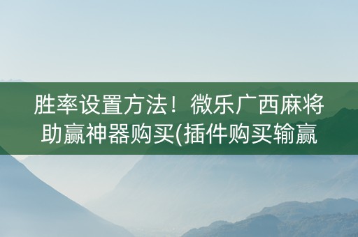 胜率设置方法！微乐广西麻将助赢神器购买(插件购买输赢规律)