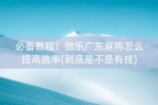 必备教程！微乐广东麻将怎么提高胜率(到底是不是有挂)