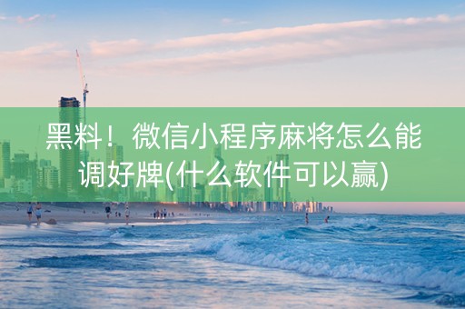 黑料！微信小程序麻将怎么能调好牌(什么软件可以赢)