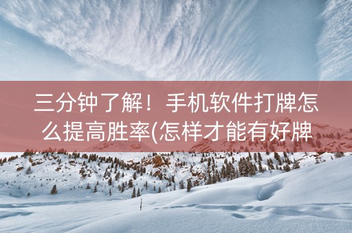三分钟了解！手机软件打牌怎么提高胜率(怎样才能有好牌)