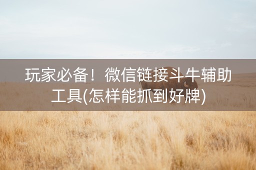 玩家必备！微信链接斗牛辅助工具(怎样能抓到好牌)