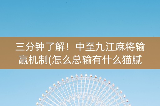 三分钟了解！中至九江麻将输赢机制(怎么总输有什么猫腻)
