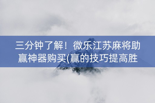 三分钟了解！微乐江苏麻将助赢神器购买(赢的技巧提高胜率)