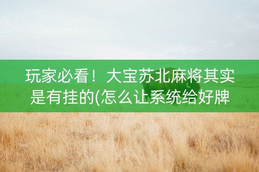 玩家必看！大宝苏北麻将其实是有挂的(怎么让系统给好牌)