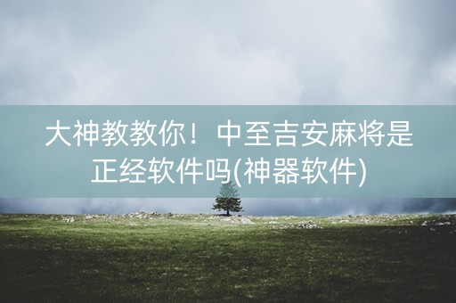 大神教教你！中至吉安麻将是正经软件吗(神器软件)