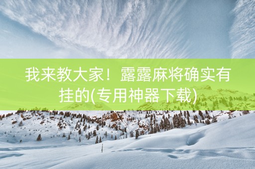 我来教大家！露露麻将确实有挂的(专用神器下载)
