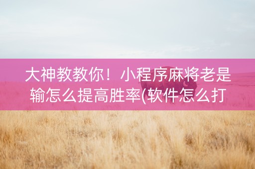 大神教教你！小程序麻将老是输怎么提高胜率(软件怎么打赢)