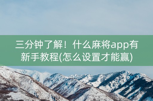 三分钟了解！什么麻将app有新手教程(怎么设置才能赢)