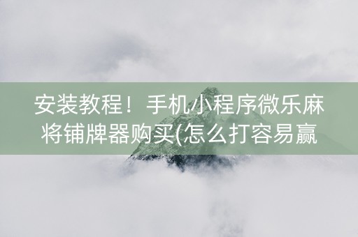 安装教程！手机小程序微乐麻将铺牌器购买(怎么打容易赢)