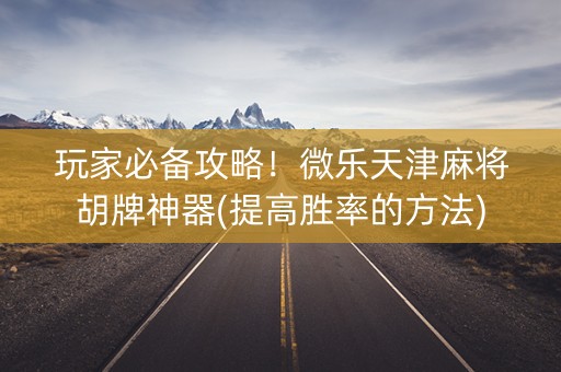 玩家必备攻略！微乐天津麻将胡牌神器(提高胜率的方法)