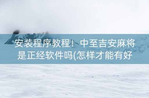 安装程序教程！中至吉安麻将是正经软件吗(怎样才能有好牌)
