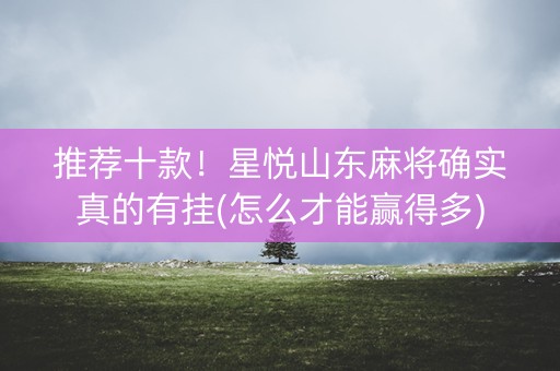 推荐十款！星悦山东麻将确实真的有挂(怎么才能赢得多)