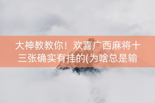大神教教你！欢喜广西麻将十三张确实有挂的(为啥总是输)